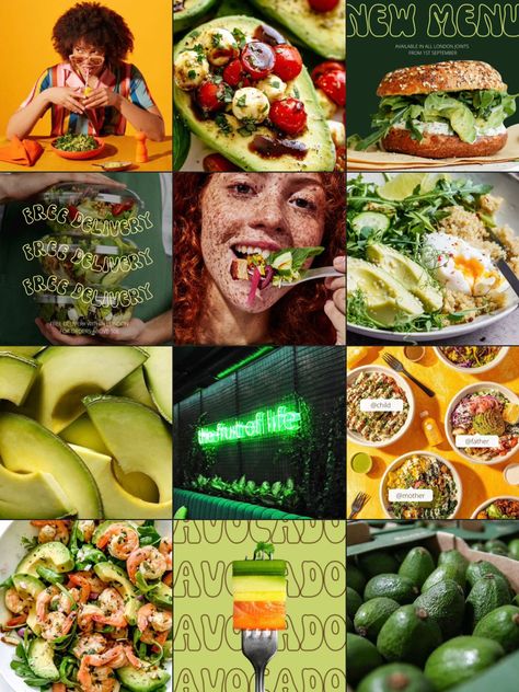 Organic Food Instagram Feed, Restaurant Feed Ideas, Instagram Grid Layout Ideas Restaurant, Food Business Instagram Feed Layout, Mexican Restaurant Instagram Feed, Healthy Restaurant Branding, Grocery Store Social Media, Healthy Restaurant Design, Template Restaurant