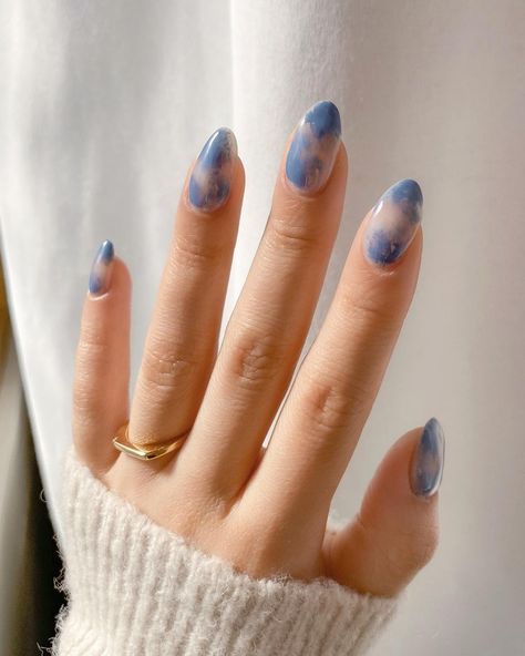 Dark Dusty Blue Nails, Muted Blue Wedding, Dusty Blue Aesthetic, Dusty Blue Nails, Blue Wedding Aesthetic, Blue Wedding Nails, Hairstyles Dinner, Blue Prom Nails, Cleaning Aesthetic