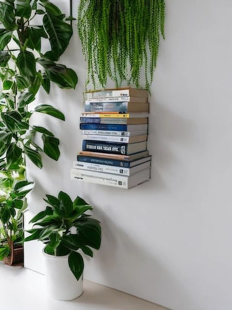 Bookshelf Floating, Invisible Bookshelf, 1930s House Interior, Lodge Plans, Floating Bookshelf, Modern Organization, Floating Bookshelves, 1930s House, Wall Bookshelves