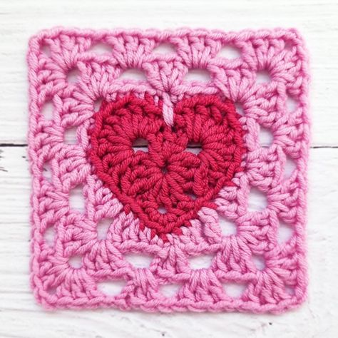 7 Free Crochet Heart Square Patterns - This is Crochet Granny Heart Crochet Pattern Free, Granny Heart Square, Crochet A Heart, Heart Granny Square, Granny Square Pattern Free, Crochet Granny Square Tutorial, Crochet Hearts, Crochet Baby Sweaters, Granny Square Crochet Patterns Free