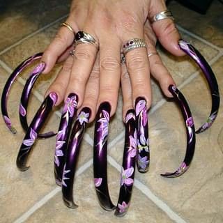 Long Curved Nails, Extremely Long Nails, Long Fingernails, Curved Nails, Diy Acrylic Nails, Long Nail Designs, Nails Designs, Toe Nails, Long Nails