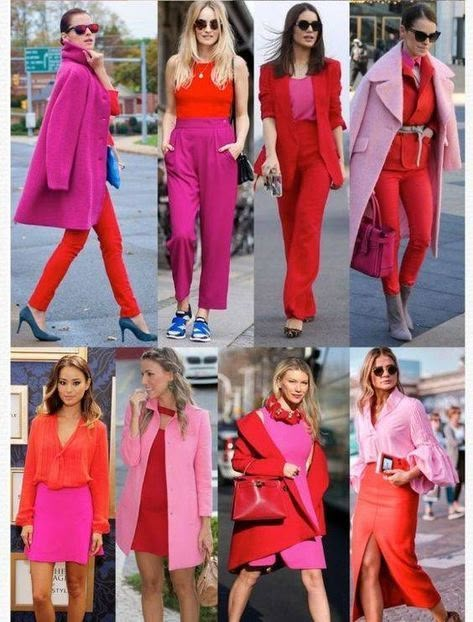 Neon Prom Dresses, Pink And Red Dress, Colour Combinations Fashion, Color Blocking Outfits, Red Outfits, Color Combinations For Clothes, Colour Blocking, Red Outfit, Pink Outfits