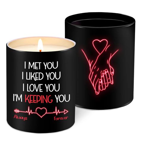 PRICES MAY VARY. COUPLES CANDLE GIFTS - Looking for an I love you gift for her, him? Check out this "I Keep You Candle"! This romantic gift for boyfriend, girlfriend is the anniversary couple gift, long distance relationship gift. It also makes a gift for husband and wife, a date night gift idea. ANNIVERSARY GIFTS FOR COUPLES - Spread your love with this romantic anniversary gift. Its heartfelt message is sure to make them feel loved and also a date night gift for couples on their anniversary. S Romantic Gifts For Boyfriend, Romantic Gifts For Wife, Date Night Gifts, Romantic Anniversary Gifts, Valentine Candles, Lavender Scented Candle, Gifts For Couples, Christmas Gifts For Couples, Thoughtful Christmas Gifts