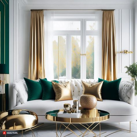 26 Gold, White, Black,And Emerald Green Living Room Decor Emerald Green White And Gold Living Room, Emerald House Decor, Green Black Gold Living Room, Emerald Green And Black Living Room, Gold And White Living Room Decor, Dark Green And Gold Living Room, Emerald Green Decor Living Room, Emerald Green And Gold Living Room, Emerald Green Living Room Decor