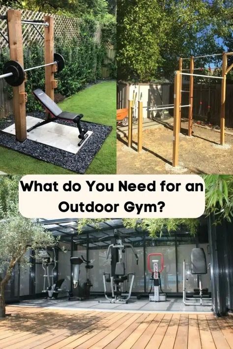 Outdoor Gym Design and Ideas - Bluehomediy Home Outdoor Gym Ideas, Outdoor Gym Ideas Backyards Diy, Outdoor Exercise Area, Outdoor Gym Ideas Backyards, Patio Gym Ideas, Diy Outdoor Gym, Backyard Gym Diy, Backyard Gym Ideas, Outdoor Gym Design