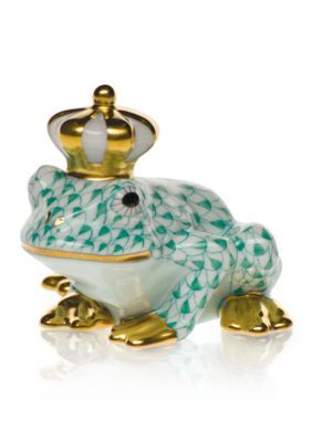 Herend Frog Prince - Green - Green Herend China, The Frog Prince, Herend Figurines, Fish Scale Pattern, Diamond Girl, Neil Diamond, Frog Prince, Decorating Shelves, Porcelain Figurine