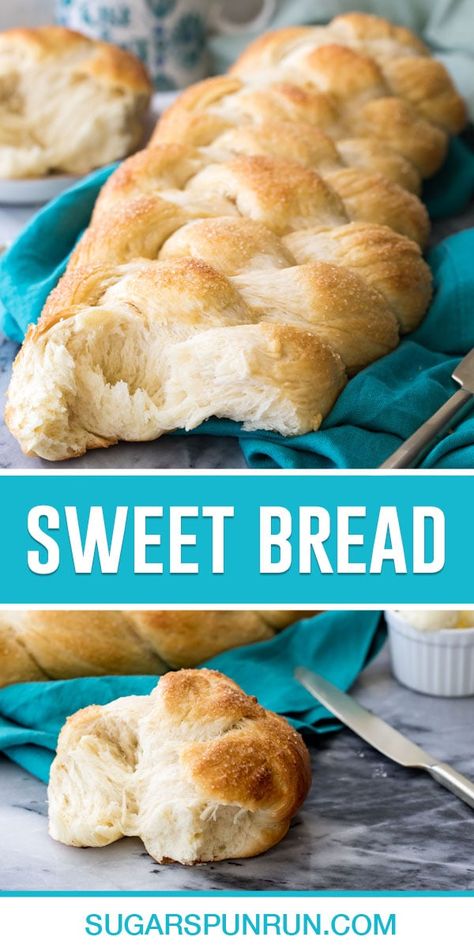 Sweet Bread (Braided Bread) Braided Sweet Bread, Breakfast Buns, Sugar Spun Run, Homemade Baked Bread, Chewy Bread, Bread Dough Recipe, Bread Soft, Bread Maker Recipes, Braided Bread