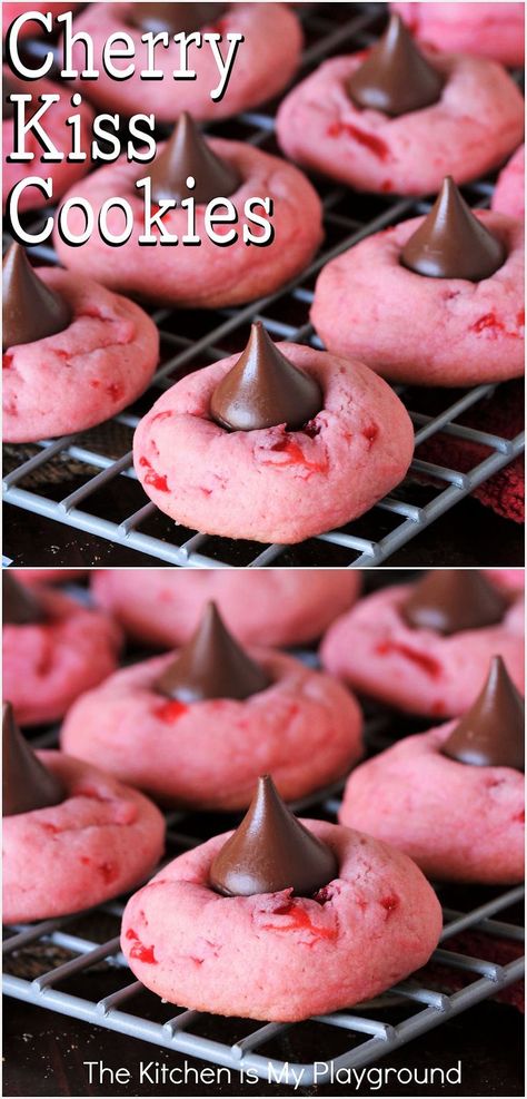 Cherry Kiss Cookies on Cooling Rack Valentines Crafts For Him, Craft Valentines Ideas, Cherry Kiss Cookies, Valentine Nails Acrylic, Hershey Kisses Recipes, Nails Designs Valentines Day, Cherry Shortbread Cookies, Valentine Gift For Kids, Valentine Nails Ideas