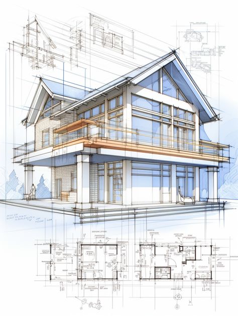 A comprehensive engineering blueprint for a sustainable energy-efficient home. Include the house's detailed mechanical design. House Plan Blueprints, Blueprint Of A House, Engineering Drawing House, Mechanical Design Drawings, House Design Sketch, House Sketch Architecture, Architect Blueprint, Blueprints House, Blueprint House