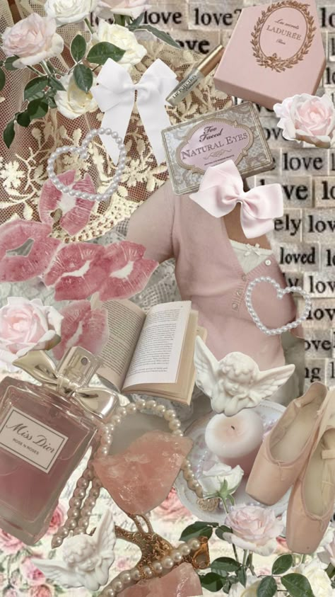 Pretty Pink Aesthetic Collage, Pink Photo Collage Wallpaper, Croquette Lockscreen, Coquette Background Aesthetic, Beauty Collage Wallpaper, Coquette Core Wallpaper, Aesthetic Pictures For Wall Collage Pink, Room Collage Wall Aesthetic Pictures, Pink Collage Wallpaper Aesthetic