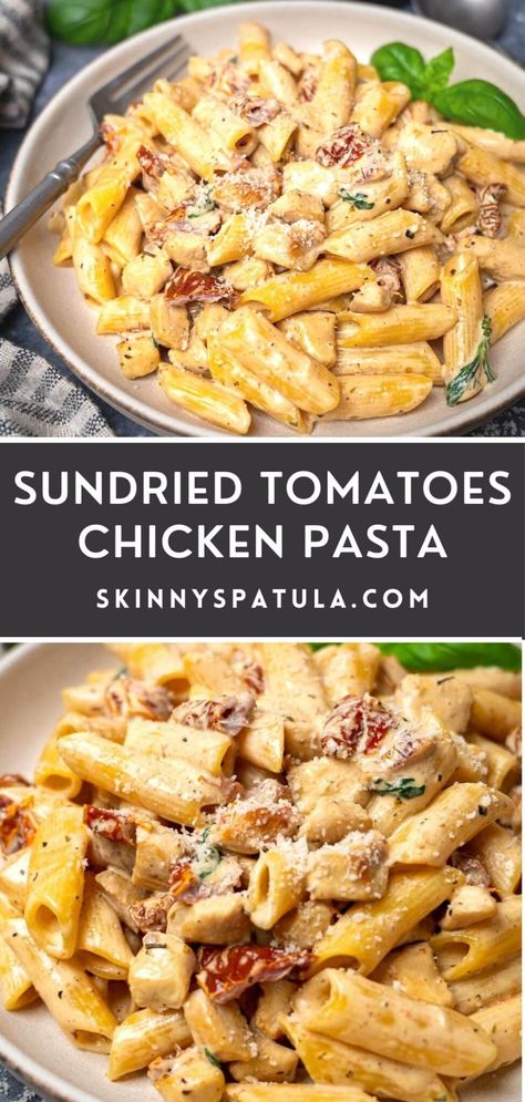 Healthy Dinner Recipes Sundried Tomatoes, Sundries Tomato Chicken Pasta, Chicken Recipes With Sundried Tomatoes, Baked Chicken With Sundried Tomatoes, Sundried Tomato Ricotta Pasta, Ground Chicken Sundried Tomato, Chicken Sundried Tomatoes Artichokes, Easy Sundried Tomato Pasta, One Pan Sun Dried Tomato Pasta