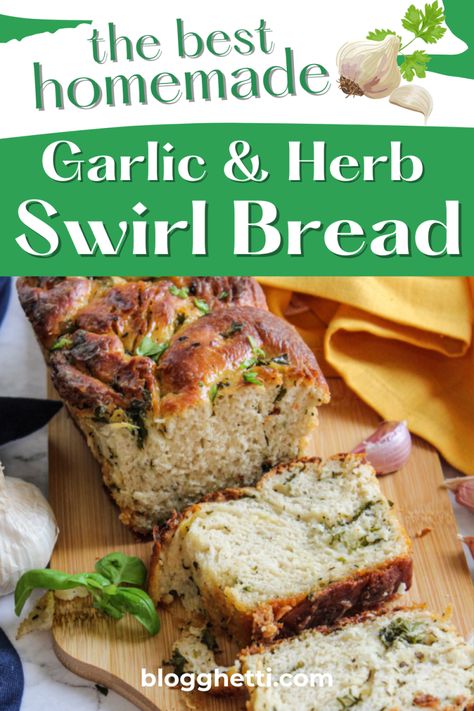 Homemade Garlic and Herb Swirl Bread Recipe Herb Breads, Garlic Monkey Bread Recipe, Pumpkin Drink Recipes, Swirl Bread Recipe, Pumpkin Pasta Sauce, Italian Seasonings, Swirl Bread, Plain Bread, Savory Pumpkin Recipes