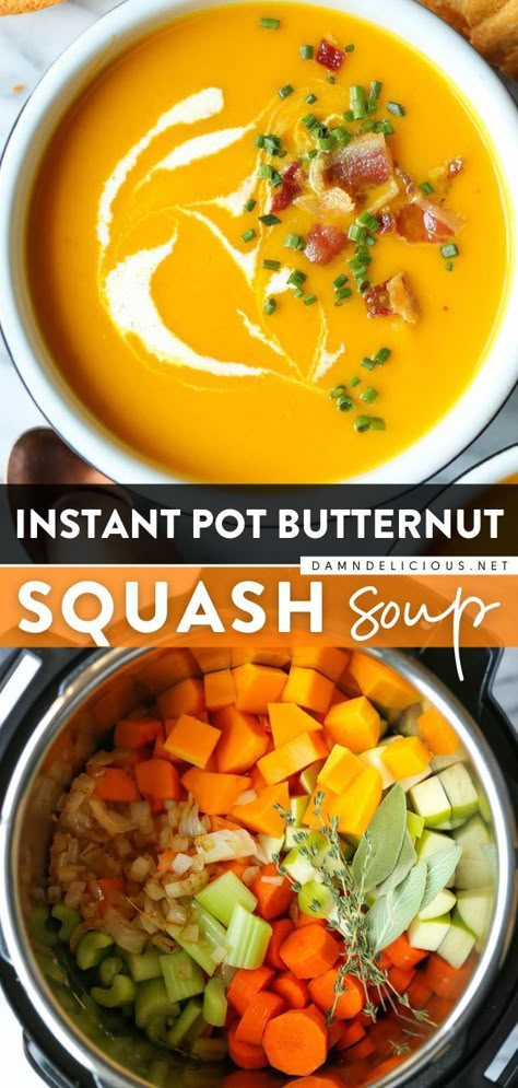 Instant Pot Butternut Squash Soup, Instant Pot Butternut Squash, Butternut Soup, Butternut Squash Recipes Soup, Comforting Dinner, Squash Soup Recipe, Instant Pot Soup Recipes, Best Soup, Best Soup Recipes