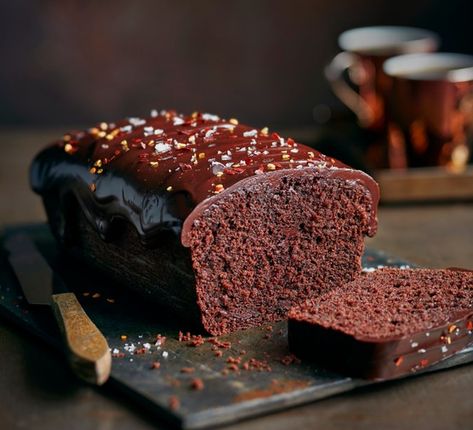 Chocolate Loaf Cake Recipe | olivemagazine Chocolate Cake Loaf Pan, Loaf Tin Cakes Recipes, Brownie Loaf Cake, Loaf Cake Decoration, Chocolate Bread Loaf, Loaf Photography, Chocolate Cake Loaf, Chocolate Cake Photography, Loaf Tin Cakes