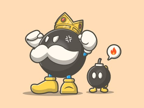 Bob-omb (Super Mario Enemies) 💥💣 😋 by catalyst Mario Villains Drawing, Mario Chomper, Bob Omb Mario, Bobomb Mario, King Bob Omb, Mario Bros Drawing, Nintendo Drawings, Mario Enemies, Mario Drawing