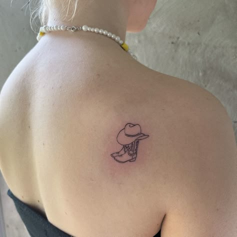 Cowboy Hats And Boots Tattoo, Cowprint Cowboy Hat Tattoo, Dainty Southern Tattoos, Cowboy Boot Stamp Tattoo, Cowboy Boots With Hat Tattoo, Cowboy Boot With Hat Tattoo, Cowboy Hat Finger Tattoo, Pink Cowboy Hat Tattoo, Cowboots Tattoo