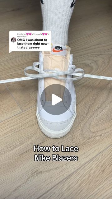 How To Tie Blazers Shoes, How To Lace Blazer Shoes, How To Lace Nikes, How To Tie Sneakers, How To Lace Nike Blazers, Sneakers Laces Style, Sneaker Laces Ideas, How To Tie Shoes Laces Style, How To Lace Shoes