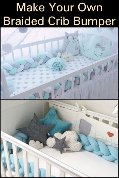 Bumper Pads For Cribs Diy, Diy Braided Bumper, Cot Bumper Ideas How To Make, Braided Crib Bumper Diy How To Make, Diy Braided Crib Bumper Tutorial, Diy Cot Bumper, Braided Bed Bumper, Braided Bumper For Crib, Diy Braided Crib Bumper