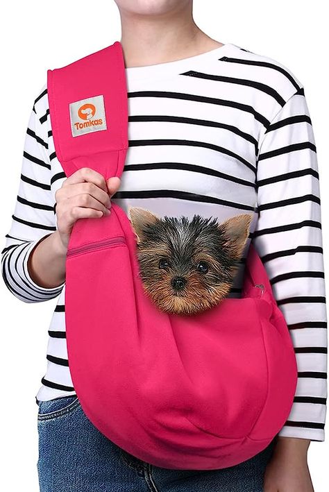 Amazon.com : TOMKAS Dog Sling Carrier for Small Dogs Puppy Carrier for Small Dogs (Rose red, adjustable strap for 3 - 10 lbs & Zipper Pocket) : Pet Supplies Dog Carrier Purse, Small Dog Carrier, Dog Carrier Sling, Puppy Carrier, Pet Sling, Dog Sling, Sling Carrier, Pocket Pet, Dog Bag