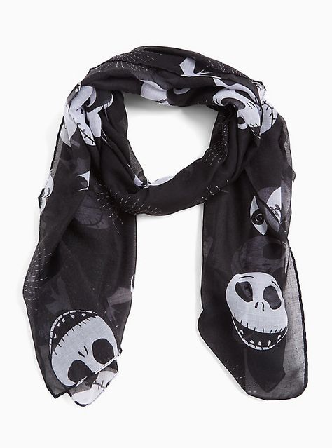 Disney The Nightmare Before Christmas Black Scarf Jack Skellington Head, Nightmare Before Christmas Merchandise, Rock Clothes, Tim Burton Style, Halloween Apparel, Christmas Merchandise, Christmas Glasses, Christmas Black, Christmas Style