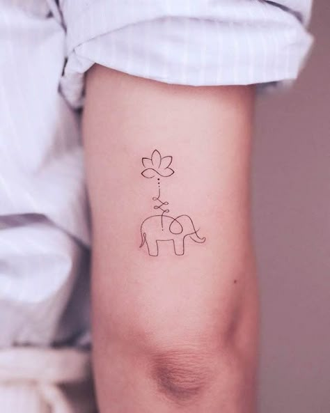 Small Elephant Tattoo Ideas For Women, Little Elephant Tattoos, Small Elephant Tattoo, Simple Elephant Tattoo, Simple Lotus Tattoo, Elephant Family Tattoo, Baby Elephant Tattoo, Tiny Elephant Tattoo, Cute Elephant Tattoo