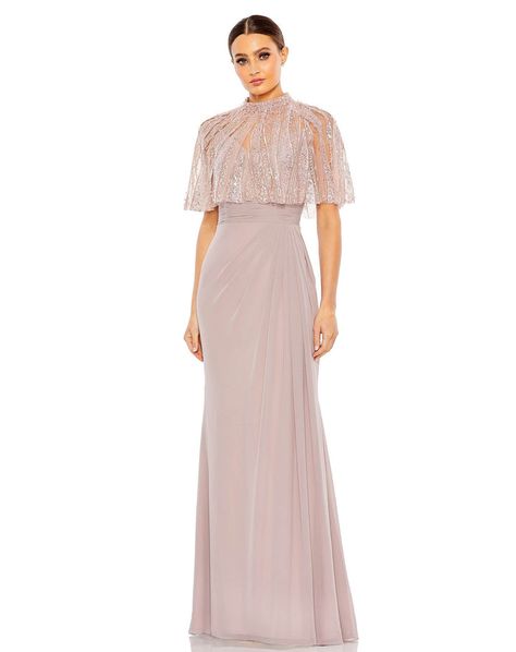 Shop Women's Sequin Dresses | Shaide - Shop Women's Evening Dresses Online – SHAIDE BOUTIQUE Walima Outfit, Bridal Colors, Chinese Fancy Dress, Beaded Cape, Vintage Evening Gowns, Empire Silhouette, Cape Tops, Cape Gown, Baptism Dress