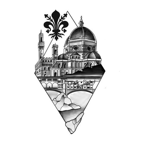 Sketch for a tattoo of my FAVORITE city in the world #florence #italy - http://ift.tt/1HQJd81 Florence Italy Tattoo, Italy Tattoo, Italy Illustration, Italian Tattoos, Sun Tattoos, Architecture Tattoo, Travel Tattoo, Florence Italy, Best Places To Travel