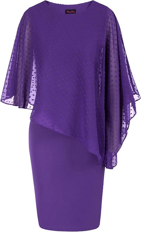 Purple Dress For Wedding Guest, Purple Dress For Wedding, Dress With Chiffon Overlay, Chiffon Capelet, Wow Wedding, Dress For Wedding Guest, Sweden Fashion, Elegant Summer Dresses, Purple Wedding Dress