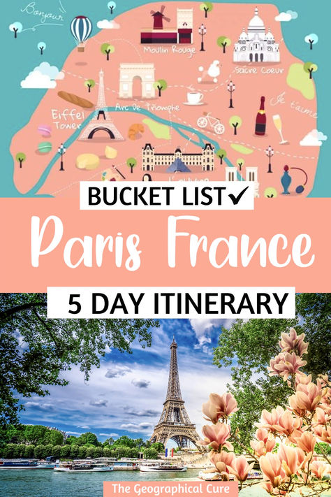 Pinterest pin for 5 days in Paris itinerary Long Weekend In Paris, Paris Guide Things To Do, Travel To Paris France, Things To Visit In Paris, Traveling In Paris, Must Visit Places In Paris, Paris Trip Itinerary, Paris Tips And Tricks, Paris 5 Day Itinerary