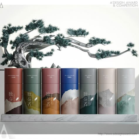 Cylinder Packaging Design, Luxury Tea Packaging, Chinese Tea Packaging, Modern Packaging Design, Tea Branding, Tea Package, Distant Mountains, Tea Packaging Design, Luxury Packaging Design