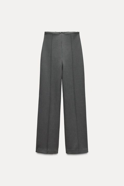 HIGH-WAISTED STRAIGHT CUT TROUSERS - FROSTED GRAY | ZARA United Kingdom Zara Trousers, Straight Cut Pants, Waistcoat Dress, Shirt Blouses Tops, Cardigan Sweater Jacket, Zara Pants, Knitwear Cardigan, T Shirt Vest, High Waisted Trousers