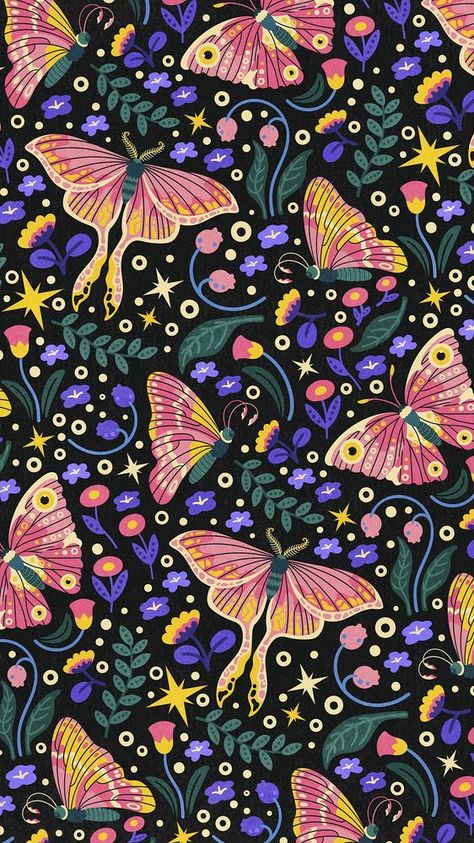 Iphone Wallpaper Forest, Phone Wallpaper Butterfly, Butterfly Iphone Wallpaper, Butterfly Phone Wallpaper, Image Of Butterfly, Forest Butterfly, Cat Pattern Wallpaper, Art Final, Illustration Simple