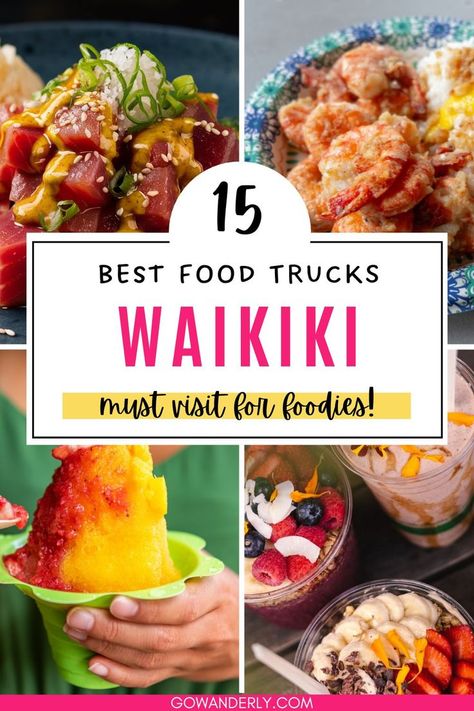 Discover affordable and tasty options at Waikiki food trucks, perfect for those looking for cheap eats while exploring Oahu on a budget. Find the best places to eat in Oahu and learn where to eat in Oahu for budget-friendly, delicious meals. Waikiki Food, Hawaii Bucket List, Ticket To Paradise, Huli Huli Chicken, Best Food Trucks, Vibrant Food, Hawaiian Dishes, Tips For Flying, Plate Lunch