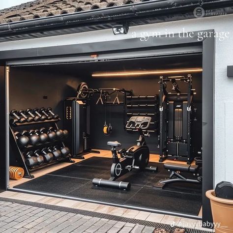 Modern Garage Gym, Small Garage Gym, Garage Gym Design, Commercial Gym Design, Gym Shed, Spa Hammam, Backyard Gym, Garage Gym Ideas, Home Gym Inspiration