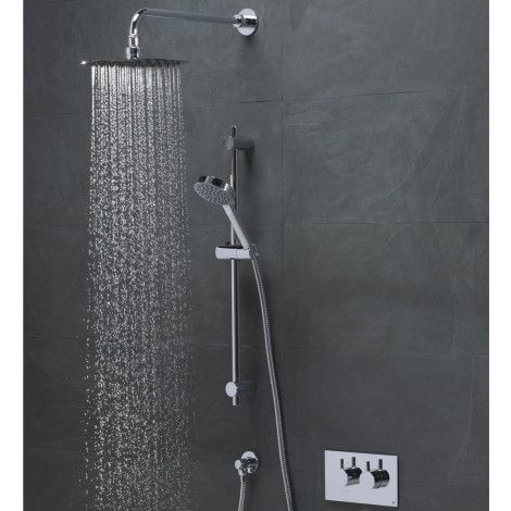 Event round concealed dual function shower system | Roper Rhodes Roper Rhodes, Waterfall Shower, Fixed Shower Head, Brass Shower, Bath Shower Mixer Taps, Bath Screens, Mixer Shower, Bath Taps, Shower Hose