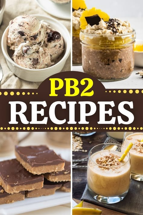 If you're a peanut butter lover, you have to try these incredible PB2 recipes. They're nutty, delicious, and surprisingly versatile. Low Calorie Peanut Butter Snacks, Desserts Made With Pb2, Pb2 Baking Recipes, Pb2 Dessert Recipes, Pb Fit Low Carb Recipes, Dessert With Pb2, Pb2 Chocolate Chip Cookie Mix Recipes, Pb2 Recipes Breakfast, Pb2 Desserts Healthy