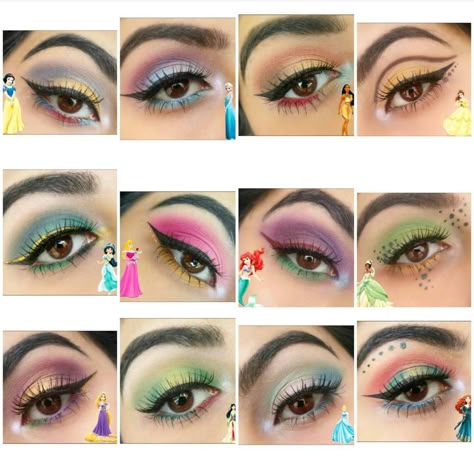 Universal Makeup Looks, Disney Eyeshadow Looks, Disney Princess Eyeshadow Looks, Makeup For Disneyland, Disney World Makeup Looks, Disney Princess Eye Makeup, Repunzal Makeup Ideas, Disney World Makeup, Princess Makeup For Kids