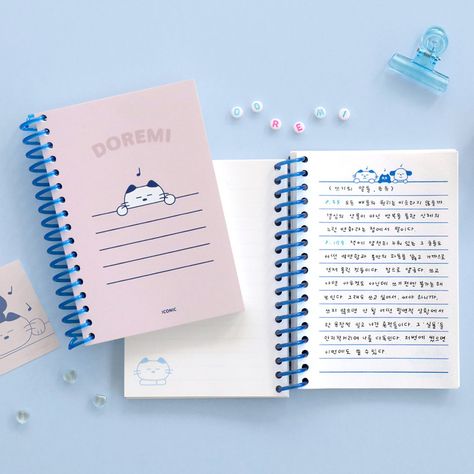 01 Baby Pink (lined) - ICONIC Doremi A6 size spiral bound notebook Dog Characters, Notebook Cover Design, Korean Stationery, Marketing Cookies, Grid Style, Small Notebook, Cute Notebooks, Cute School Supplies, Stationery Accessories