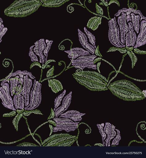 Embroidery Design Sketch, Embroidery Sketch, Sweet Pea Flowers, Seamless Floral Pattern, Kantha Embroidery, Spider Art, Deco Pattern, Pea Flower, Art Deco Pattern