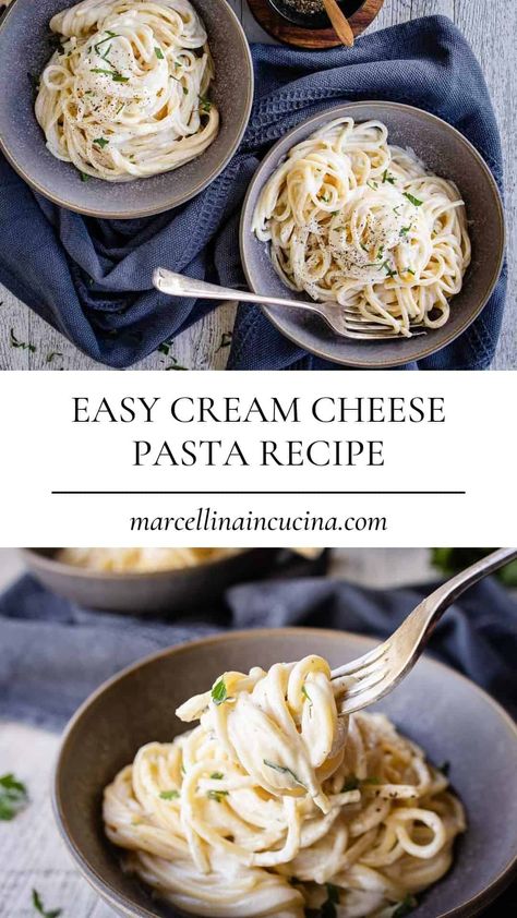 If you're short on time but still want to whip up a quick and tasty pasta dish, give Cream Cheese Pasta a try. It's absolutely delicious! #CreamCheesePasta #CreamCheesePastaRecipe #PastaWithCreamCheese Cream Cheese Pasta Recipes, Pasta Without Cheese, Easy Cream Cheese Pasta, Cream Cheese Pasta Sauce, Cream Cheese Pasta, Cheese Pasta Recipes, Quick Pasta Dishes, Pasta With Peas, Cheese Sauce For Pasta