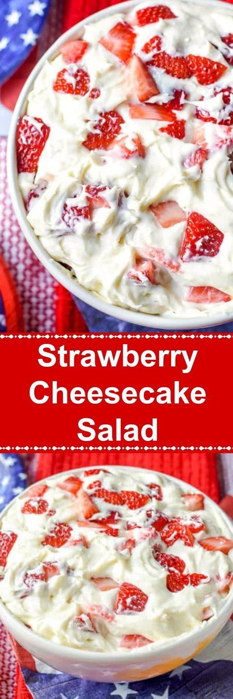 Cheesecake Salad Recipe, Strawberry Cheesecake Salad, Fluff Salads, Mousse Au Chocolat Torte, Cheesecake Salad, Sweet Salad, Cheesecake Strawberry, Fluff Desserts, Easy Foods