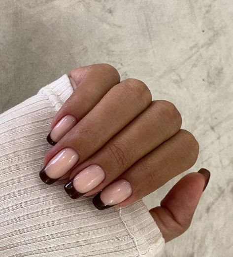 @kenniandkai Brown French Manicure, Brown French Tips, Brown French, Baby Pink Nails, Brown Nails, French Tips, French Manicure, French Nails, Pink Nails