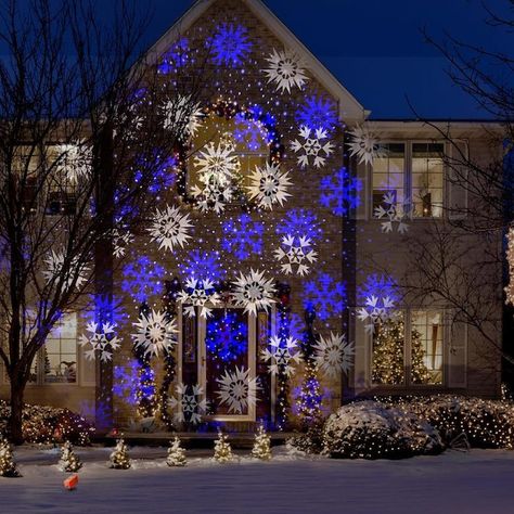 LightShow Swirling White/Blue LED Snowflakes Christmas Indoor/Outdoor Light Show Projector in the Light Show Projectors department at Lowes.com Blue And White Outdoor Christmas Lights, Blue And White Christmas Lights Outdoor, Blue Outdoor Christmas Lights, Blue Christmas Lights On House, Blue And White Christmas Lights, Gobo Lighting, Blue Christmas Lights, Holiday Icons, Christmas Projector