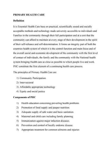 Primary Health CARE - Lecture notes 9 - PHC 401 - StuDocu Primary Health Care, Past Questions, Lecture Notes, Med Surg, Self Determination, Lectures Notes, Self Reliance, Health System, Economic Development