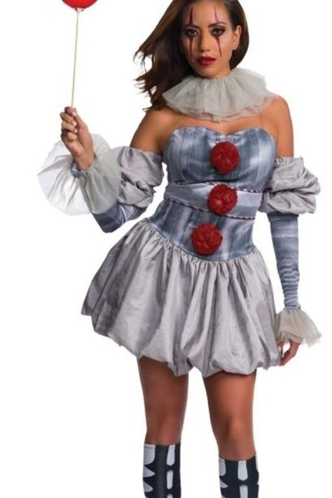 Carnevil Clown Costume for Girls pennywise clown halloween costume for cool girls Evil Clown Costume, Pennywise Halloween Costume, Clown Fashion, Pennywise Costume, Pennywise Halloween, Halloween Ideas For Kids, Horror Movie Night, Halloween Costume For Women, Halloween Costumes Easy