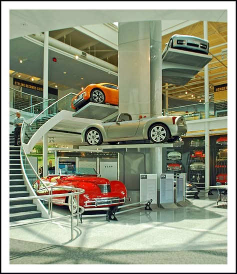 Concept car atrium at the Chrysler Museum | Visit to the Wal… | Flickr Car Museum Design, Car Museum Architecture, Car Display Design, Car Exhibition Design, Car Dealership Design, Car Showroom Architecture, Car Architecture, Car Show Room, Automobile Exhibition