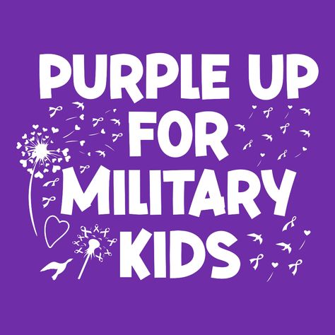 April 15th is Purple Up Day! This is a great opportunity to honor the thousands of military children all across the United States! Proud Army Mom Shirt, Purple Up Military Shirt, Military Mom Shirts, Military Child Shirt, Military Kids, National Days, Event Ideas, The United States, Cricut Projects