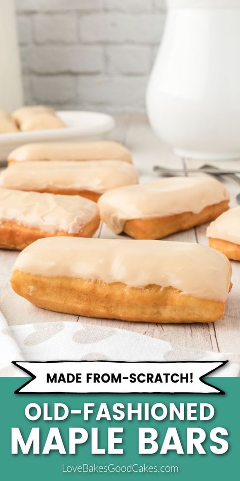 Maple Bars Maple Long Johns, Maple Bars Recipe Homemade, Easy Maple Bars, Baked Maple Bars, Quick Maple Bars, Easy Maple Recipes, Overnight Donut Recipe, Maple Donut Bars, Maple Bars Recipe Easy