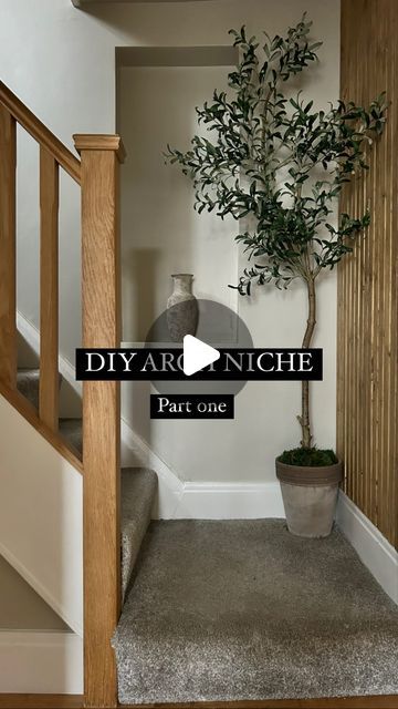 Abbey Brown - DIY | Reno | Upcycles | Styling on Instagram: "DIY ARCH NICHE part one…   Does anyone else have one of these random alcoves?   It has always been such a wasted space! We think it used to be a window to the kitchen. So I’ve finally decided to make it a feature of our hallway and create and arch with some floating wooden shelves that actually stands out rather than just a cut out in the wall!   It needs to dry for a few days and then the next step is to either continue filling or plaster the wall to smooth and then paint and make the floating shelves…   So follow along for part two 👀   What do you think so far?   #diyarch #archniche #diyarchniche #diyideas #diyhack #woodshelves #floatingshelves #hallwaydesign #archway #wallniche #simplediy #diyprojects" Recessed Wall Niche Decor, Arched Niche In Wall, Arched Wall Niche, Niche In Wall, Arched Niche, Wall Niche Decor, Floating Wooden Shelves, Recessed Wall Niche, Wall Cut Outs