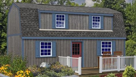 Home Depot is selling $20,661 flat-pack tiny home - it can be built 'like Ikea furniture' and comes with unique design | The US Sun Enclosed Stairwell, Windows With Shutters, Loft Dormer, L Shaped Stairs, Wood Shed Kits, Stair Kits, Storage Shed Kits, Vinyl Sheds, Roof Sheathing